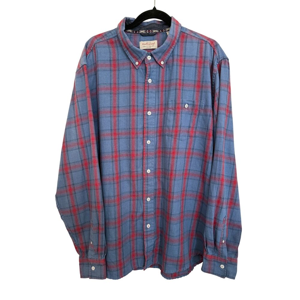 Weatherproof Vintage Red Blue Plaid Longsleeve Button Down XXL Western Lumbar